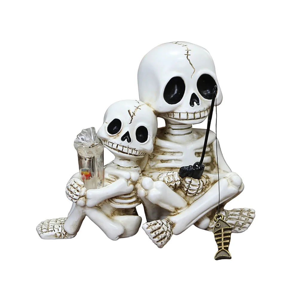Plant Parental - Halloweenowa figurka czaszki rodzic-dziecko, żywiczna doniczka,
